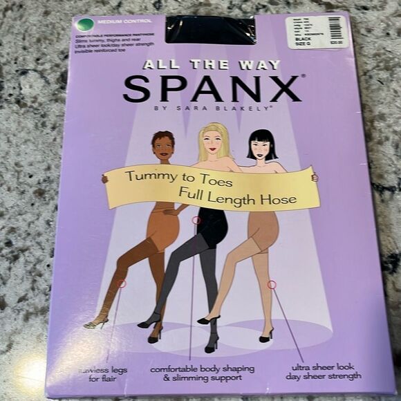 SPANX All the Way Tummy to Toes Full Length Hose Black Medium Control size G - Picture 1 of 6